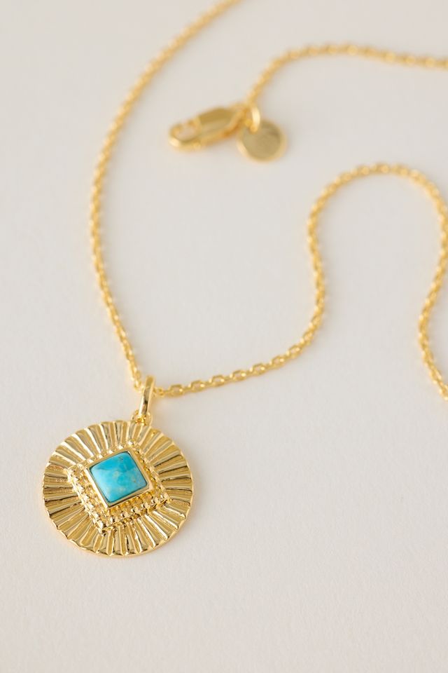 Carrie Elizabeth Turquoise Sunray Coin Necklace #2
