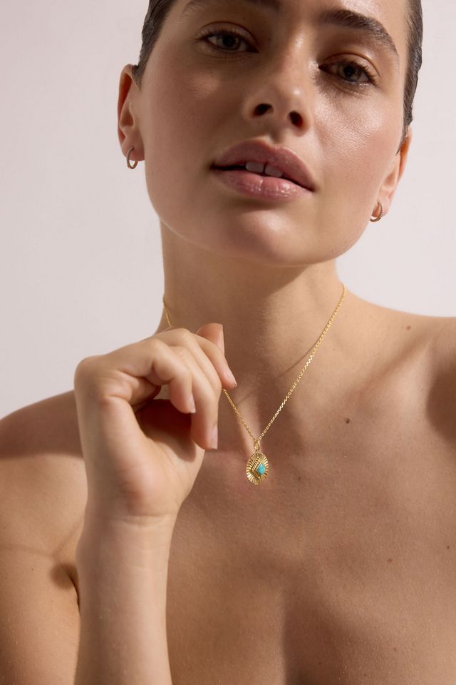 Carrie Elizabeth Turquoise Sunray Coin Necklace #3