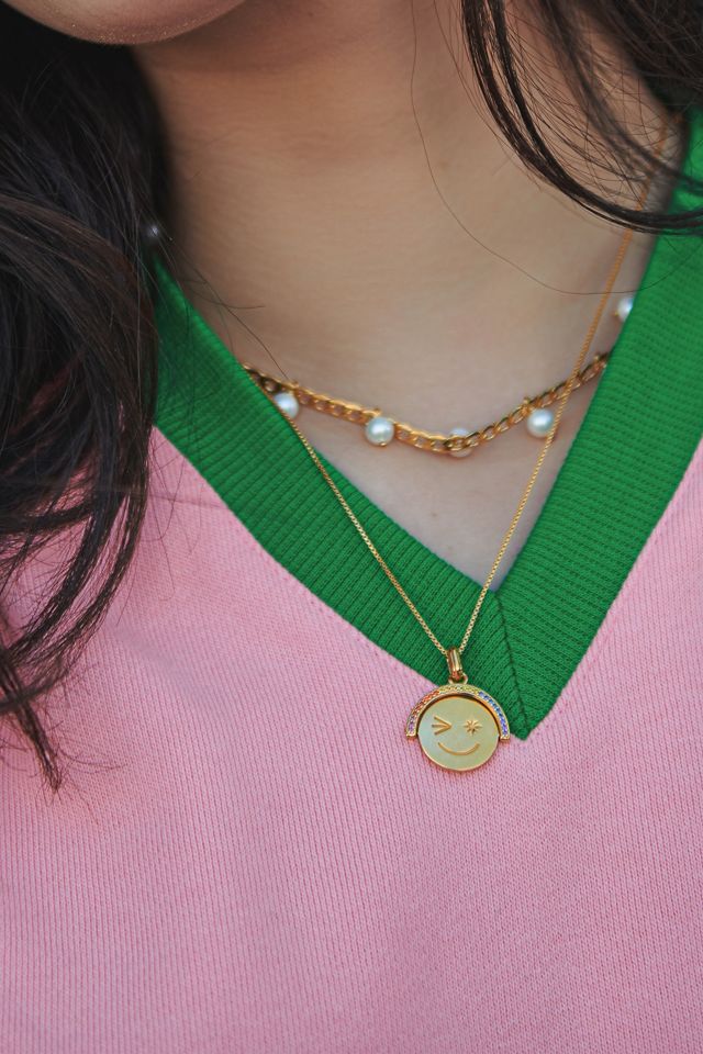 Rachel Jackson Collar giratorio Happy Face chapado en oro #2