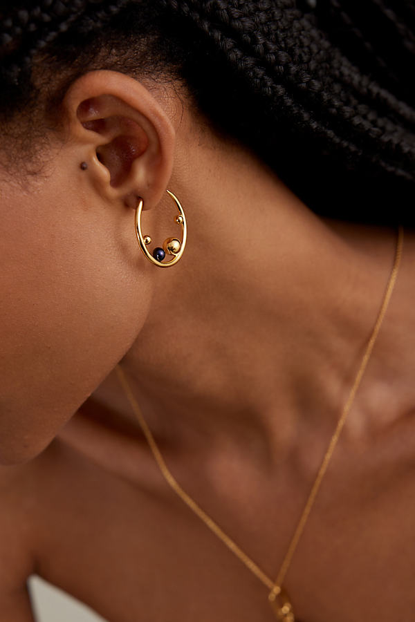 Rachel Jackson Stellar Orb Gold-Plated Pearl Hoop Earrings