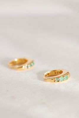 Orecchini a Cerchio Huggie con Pietra Portafortuna Placcati Oro di Rachel Jackson