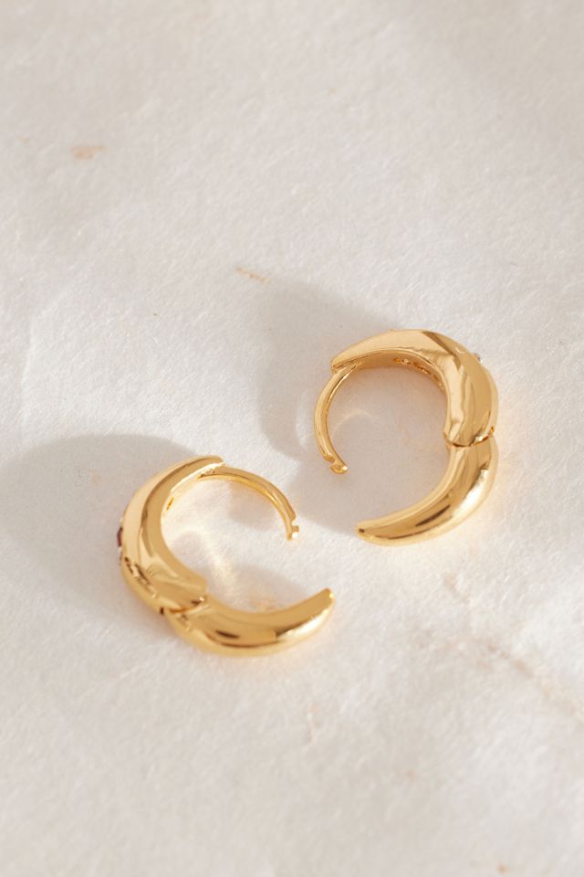 Boucles d'oreilles créoles Rachel Jackson plaquées or avec pierre de naissance #2