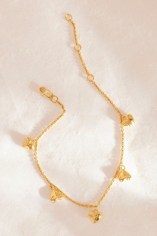 Rachel Jackson Gold-Plated Untamed Deco Hearts Charm Necklace #5