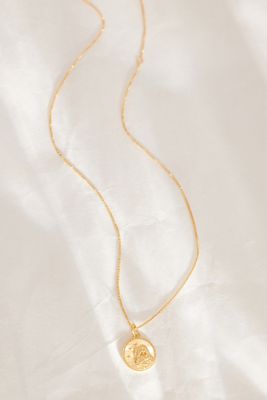 Collier plaqué or avec pendentif pièce à motif du zodiaque Rachel Jackson