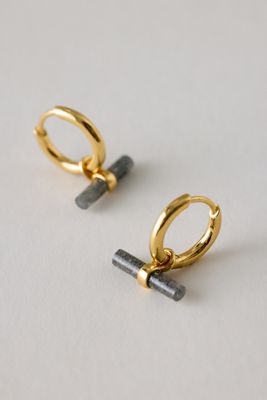 Pendientes de Aro Huggie con Barra en T Disco de Aventurina Rachel Jackson