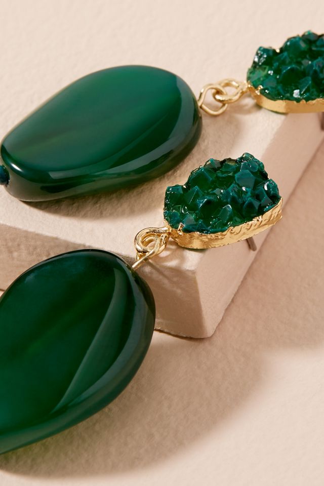 Druzy-Stone Drop Earrings #2
