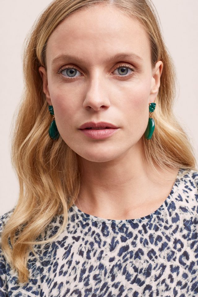 Druzy-Stone Drop Earrings #1