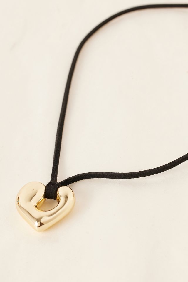 Collier en corde avec pendentif cœur #1