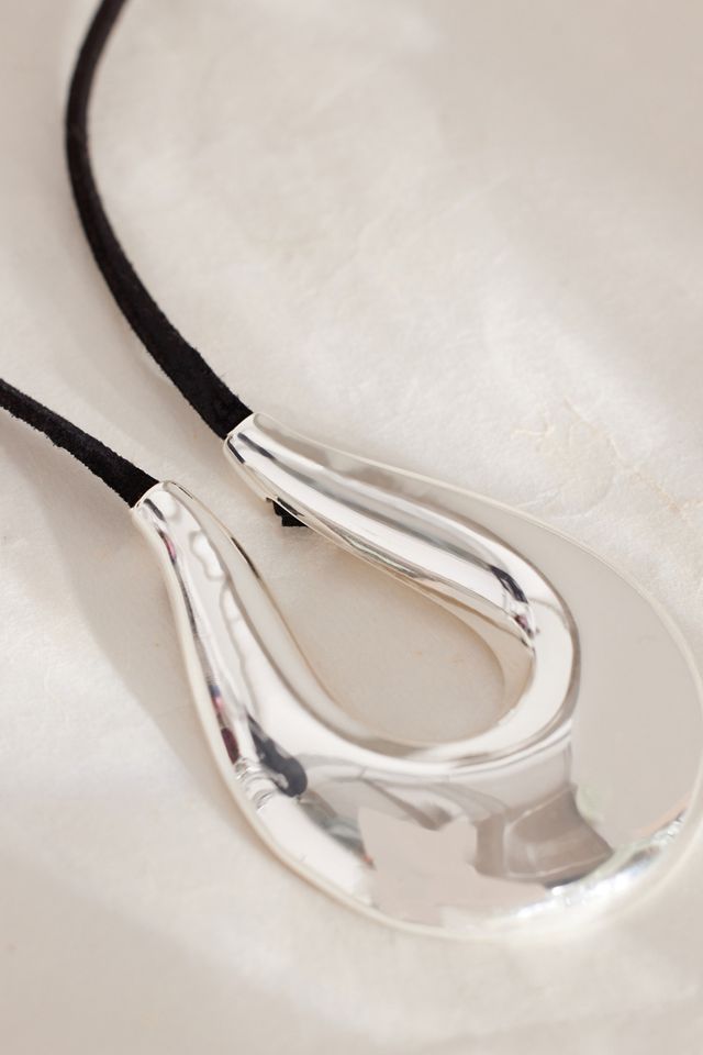 Structural U-Pendant Velvet Cord Necklace #2