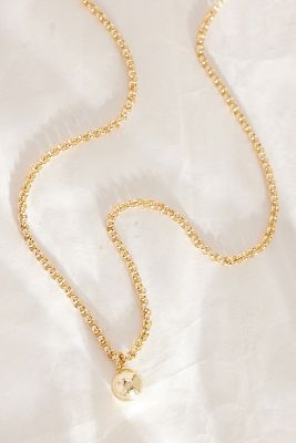 Anthropologie Ball-pendant Long Chain Necklace In Gold