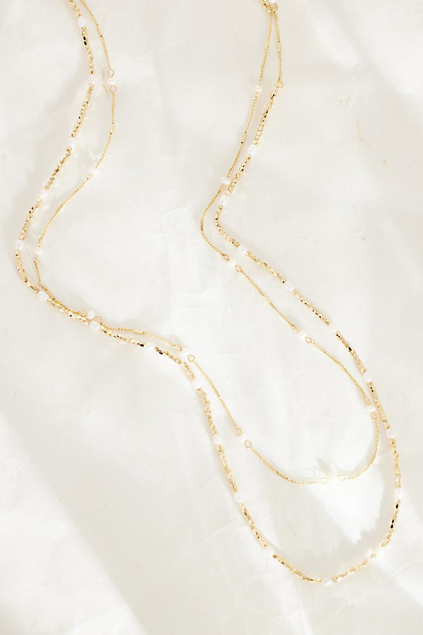 Layered Long Pearl Necklace