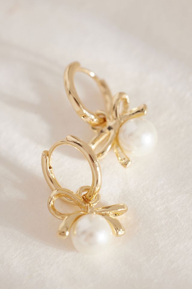 Pearl Bow Drop Earrings #1
