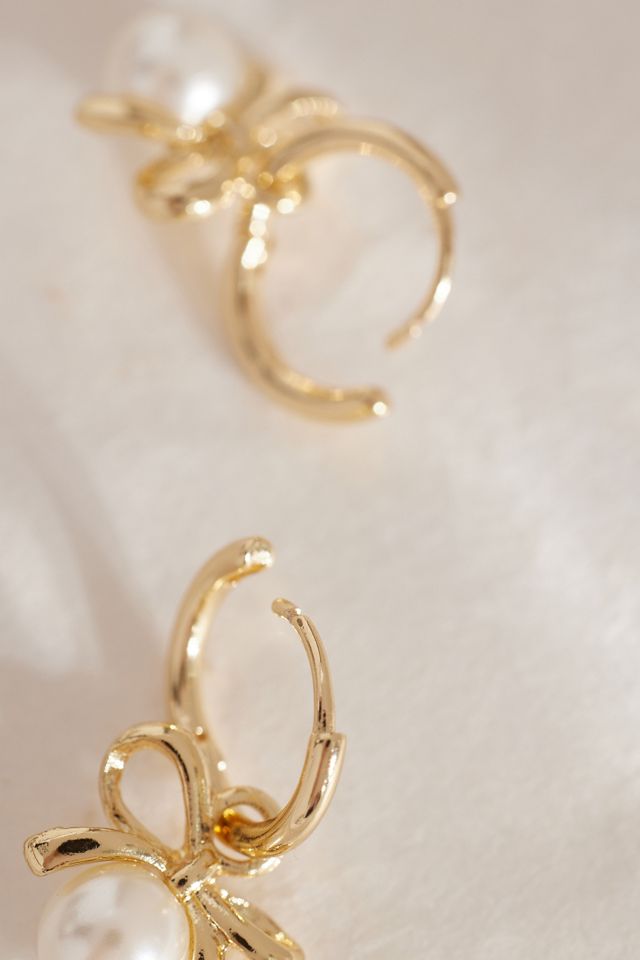 Pearl Bow Drop Earrings #2