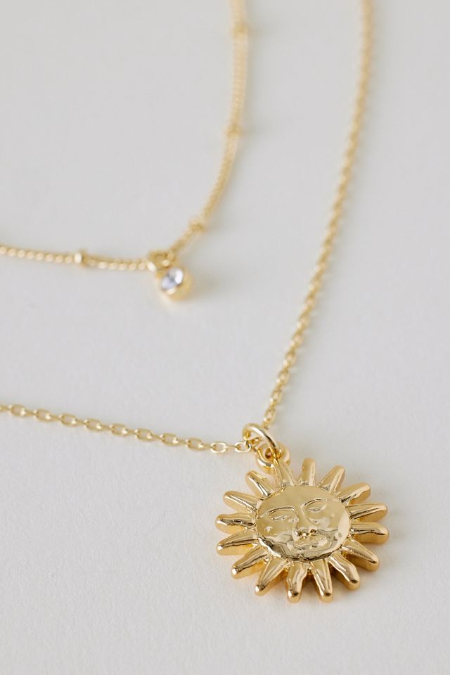 Collier pendentif soleil superposé #1