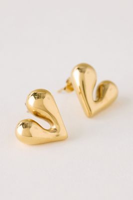 Aretes de Botón de Corazón Inflado
