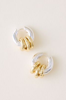 Mixed Metal Multi Hoop Earrings