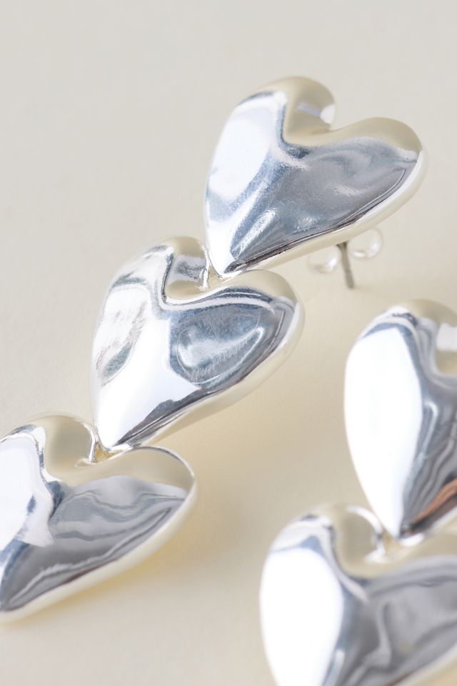 Aretes Colgantes de Triple Corazón #1