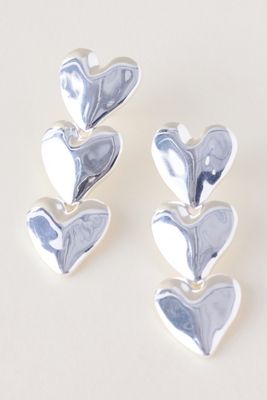 Boucles d'oreilles pendantes à trois cœurs