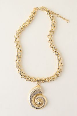 Collar con Colgante de Concha en Espiral Gruesa
