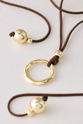 By Anthropologie Women's Brown Cord Y Necklace