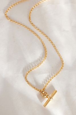 Tilly Sveaas Small Gold T-Bar Necklace