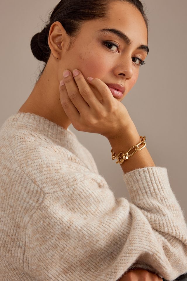 Tilly Sveaas Gold-Plated Oval Linked T-Bar Bracelet #3