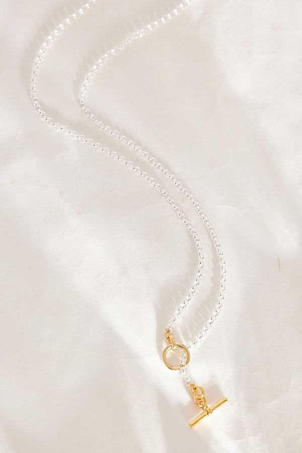 Sterling Silver and Gold-Plated T-Bar Chain Necklace
