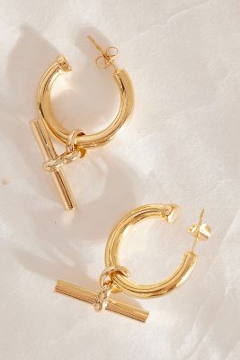 Tilly Sveaas Gold-Plated Large T-Bar Hoop Earrings