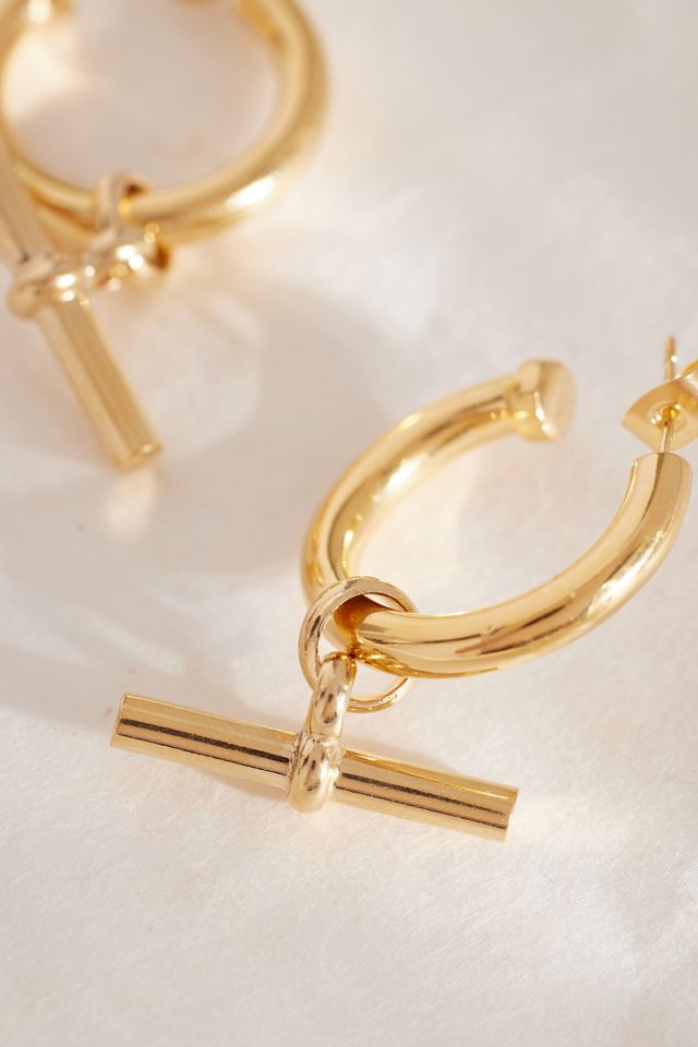 Orecchini a Cerchio con Barra a T Grande Placcati Oro di Tilly Sveaas #3