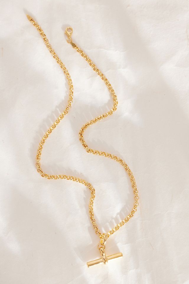 Tilly Sveaas Gold-Plated Medium T-Bar Chain Necklace | Anthropologie UK