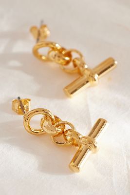 Tilly Sveaas Gold-plated T-bar Drop Earrings