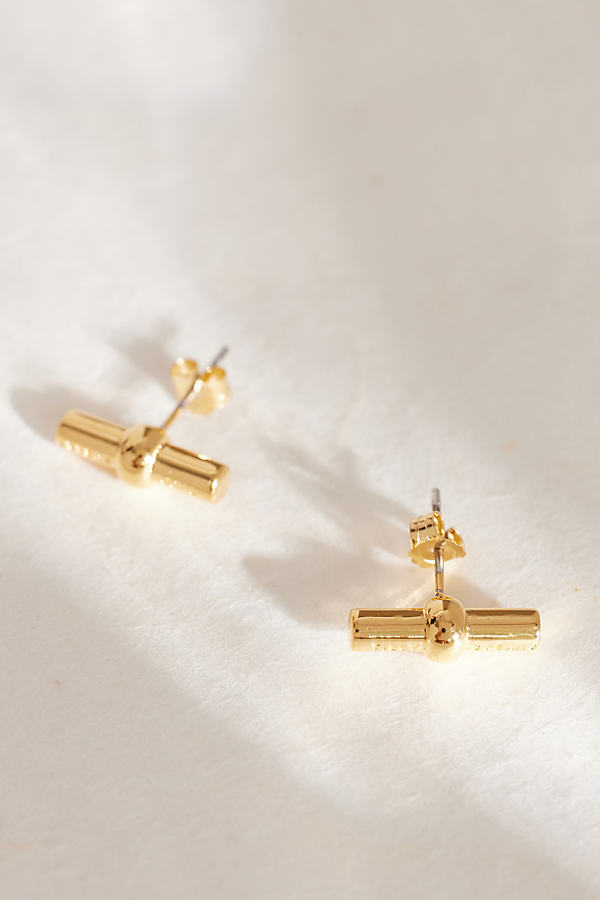 Tilly Sveaas Gold-Plated T-Bar Stud Earrings
