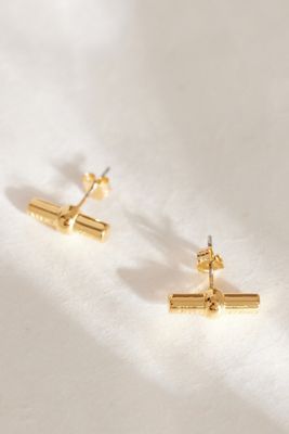 Boucles d'oreilles clous à barre en T plaqué or Tilly Sveaas