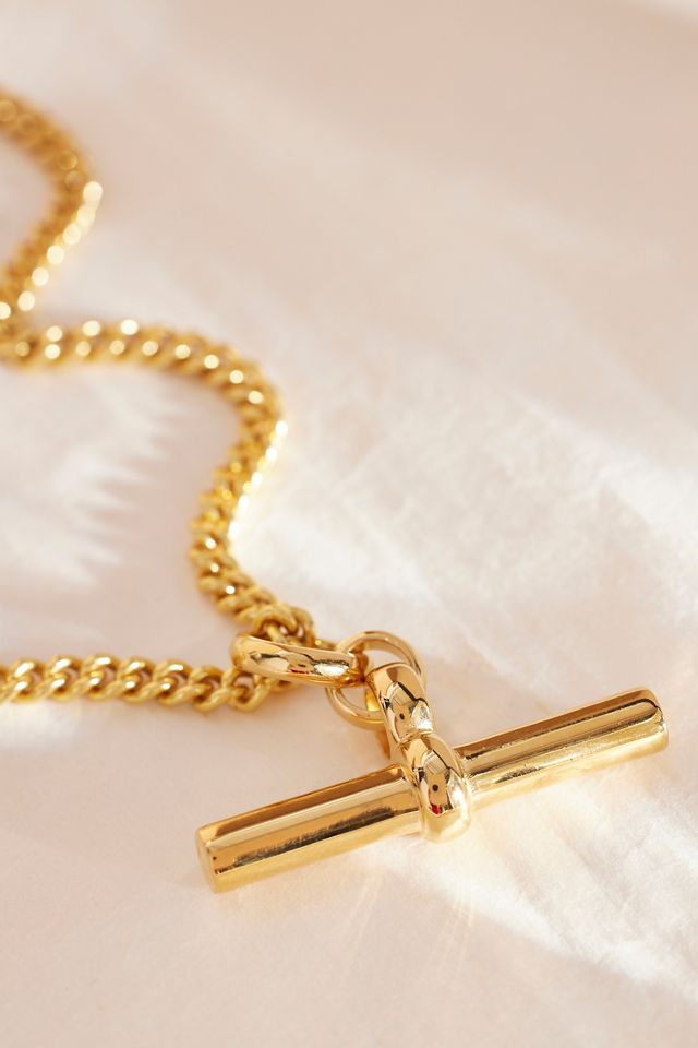 Tilly Sveaas Giant Gold-Plated T-Bar on T-Bar Necklace #1