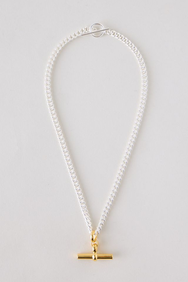 Collana Tilly Sveaas a Maglie Curb con T-Bar in Metallo Misto #1