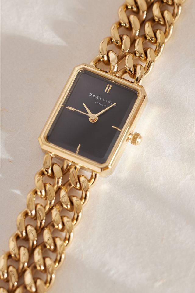 Montre-bracelet Rosefield Octagon plaquée or à double chaîne #2