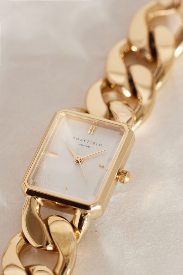 Reloj de Pulsera Octagonal Rosefield Chapado en Oro con Cadena #2