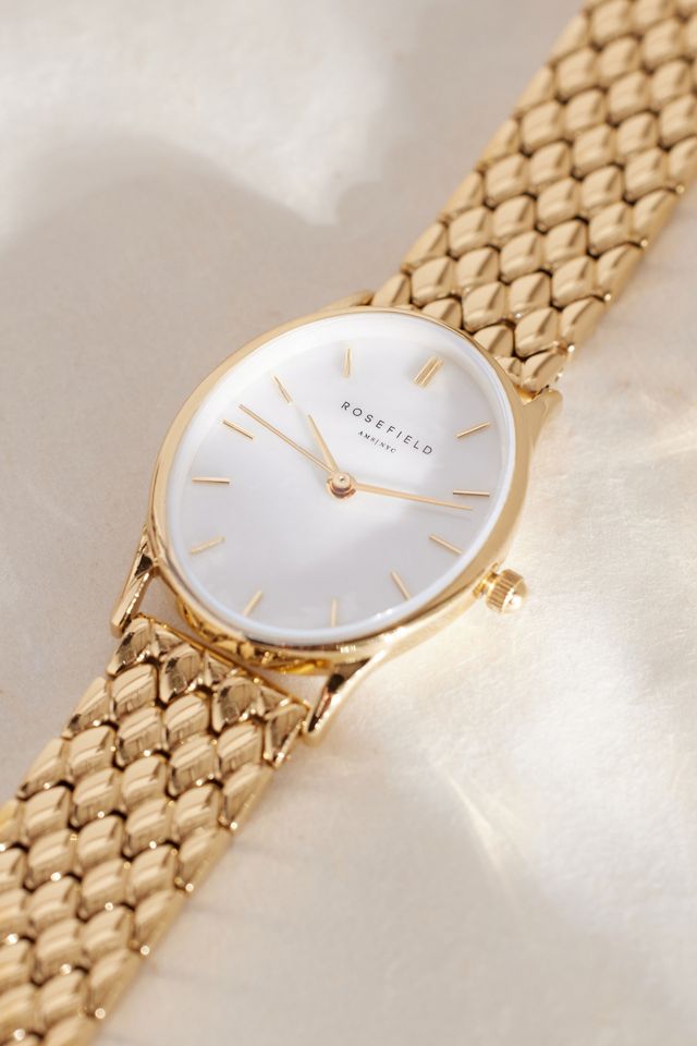 Rosefield Oval Gold-Plated Woven Link Wrist Watch #2