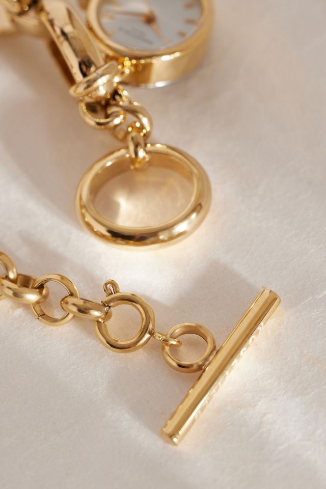 Rosefield Oval Charm Gold-Plated Chain Bracelet Wrist Watch #3