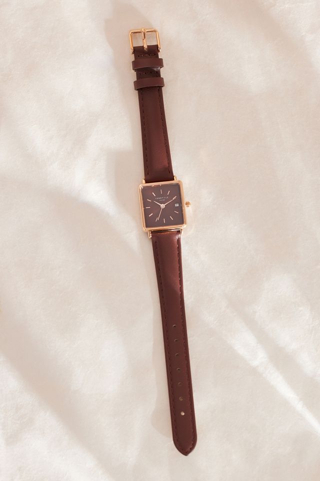 Rosefield Boxy XS Burgundy Leather Wrist Watch #1