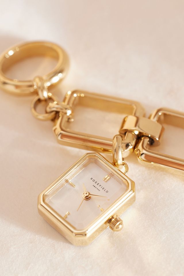 Rosefield Octagon Charm Gold-Plated Chain Bracelet Wrist Watch #2