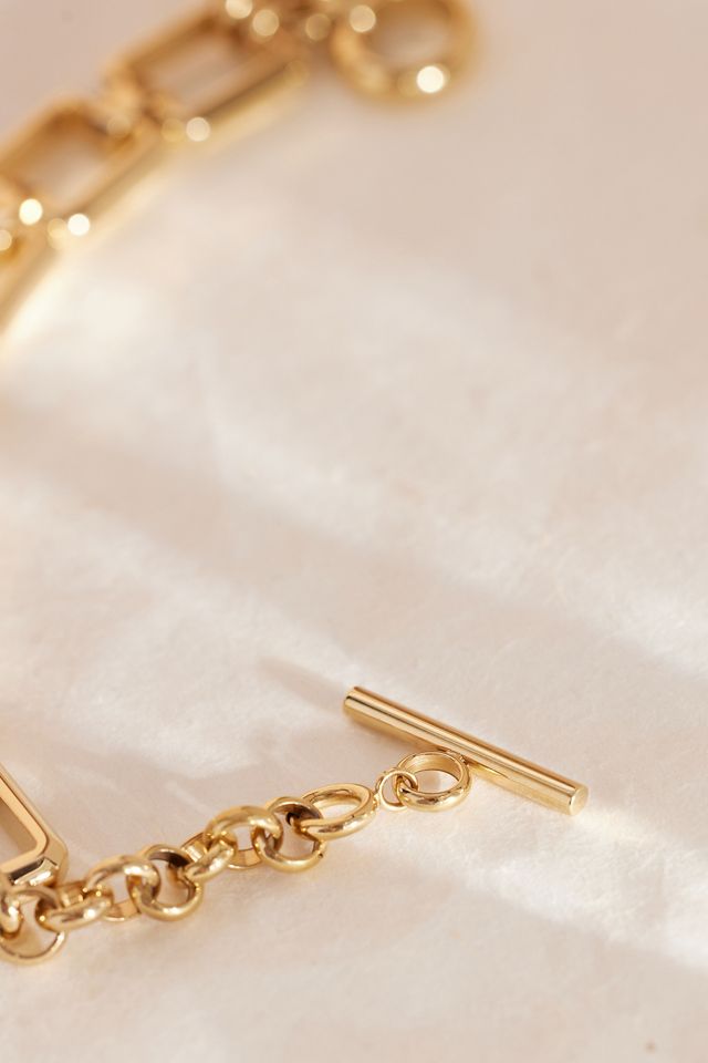 Rosefield Octagon Charm Gold-Plated Chain Bracelet Wrist Watch #3