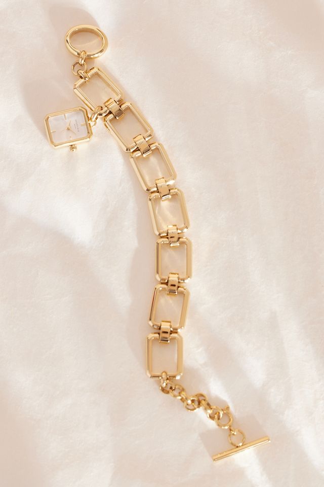 Rosefield Octagon Charm Gold-Plated Chain Bracelet Wrist Watch #1