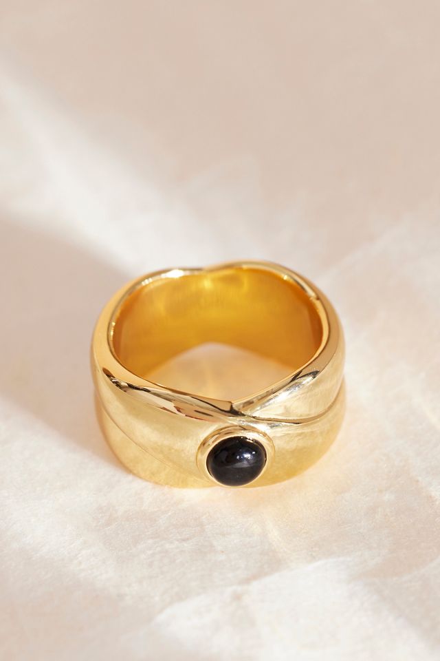 Anello a Fascia Spessa in Onice Nero Daisy London x Polly Sayer #1