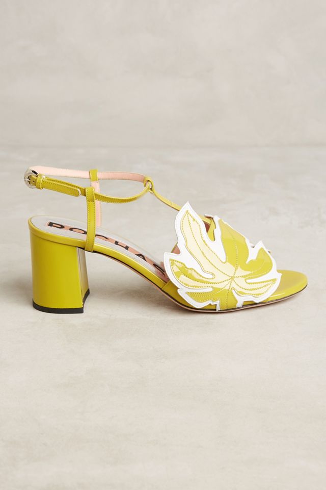 Rochas Palm Leaf Block Heels #1