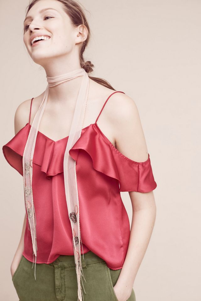 Delicate Ruffled Open-Shoulder Cami