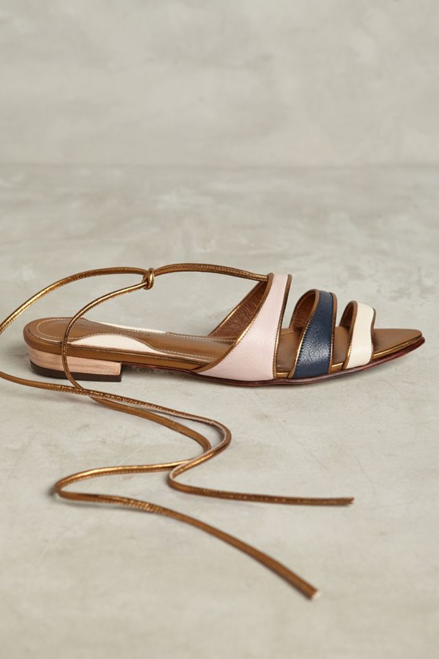 Luiza Perea Metallic Tricolor Flat Sandals #1
