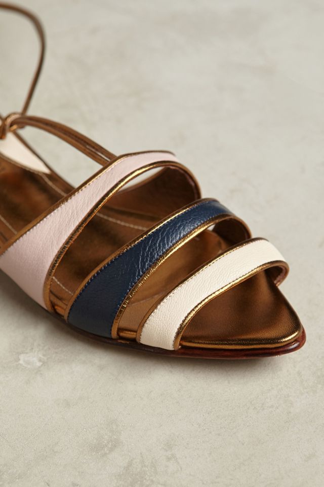 Luiza Perea Metallic Tricolor Flat Sandals #3