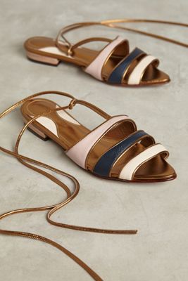 Luiza Perea Metallic Tricolor Flat Sandals