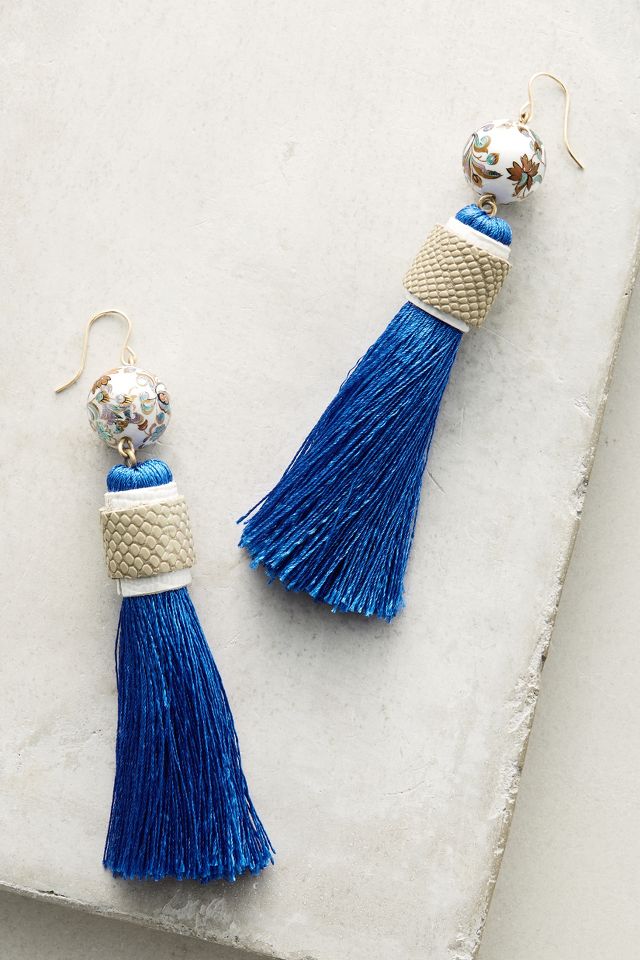 Cobalt Tassel Earrings